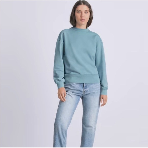 Everlane The Organic Cotton Track Oversized Crew Sweatshirt in blue size medium - Picture 2 of 11